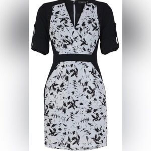 BCBG MAXAZRIA Black and White Patterned Dress ALYSSON